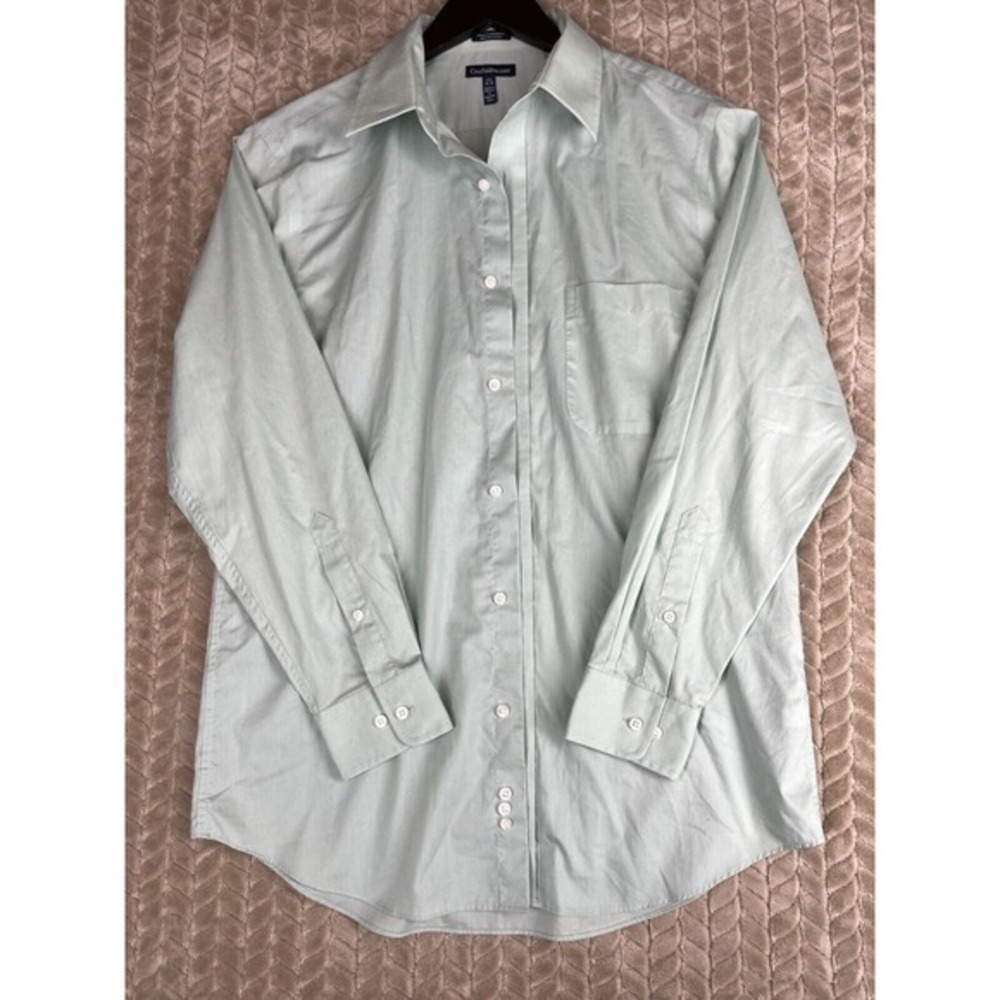 Croft & Barrow Wrinkle Resistant Broadcloth Dress Shirt Men's 15.5 32/33‎ Green